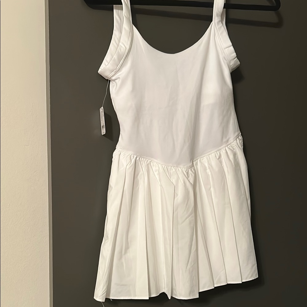 White Women's Tank Dress Swimcover - 2-in-1 Swim Dress - Picture 3 of 6
